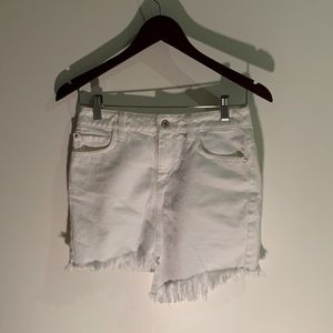 Guess white denim asymmetrical hemline skirt